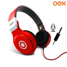 Headphone P3 Dobrável com Microfone Groove OEX HP102 - Vermelho